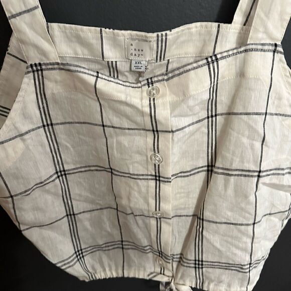 A New Day Womens Linen Blend Tie-Front Faux-Button Tank Top Cream Size XXL - Picture 8 of 16